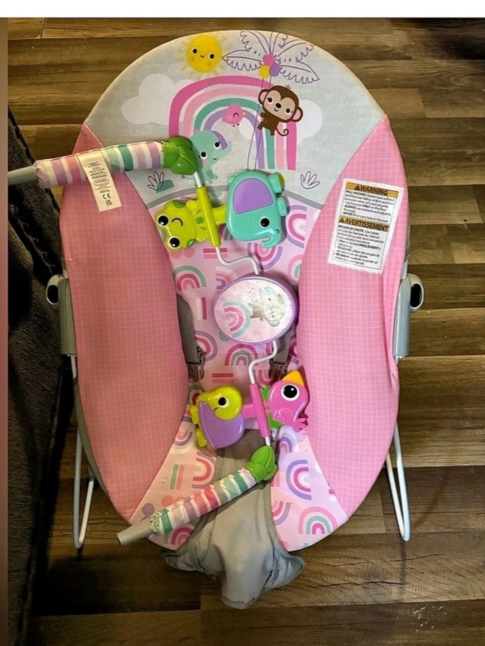 Bright Starts Pink Paradise Vibrating Bouncer Baby Bouncer